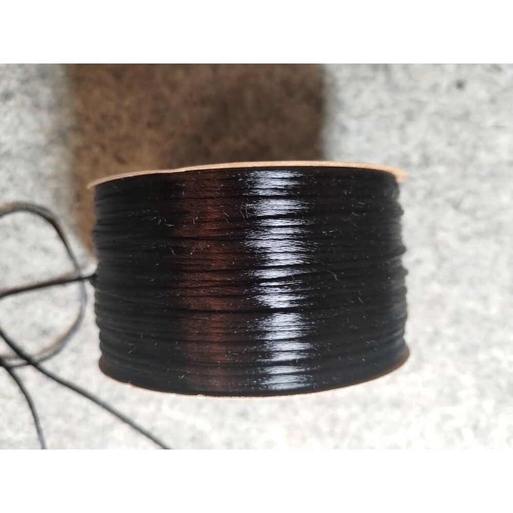 Offray Petite Rattail Cord, 1.5mm 70 Yards, Satin Smooth Cording, Jet Black NEW